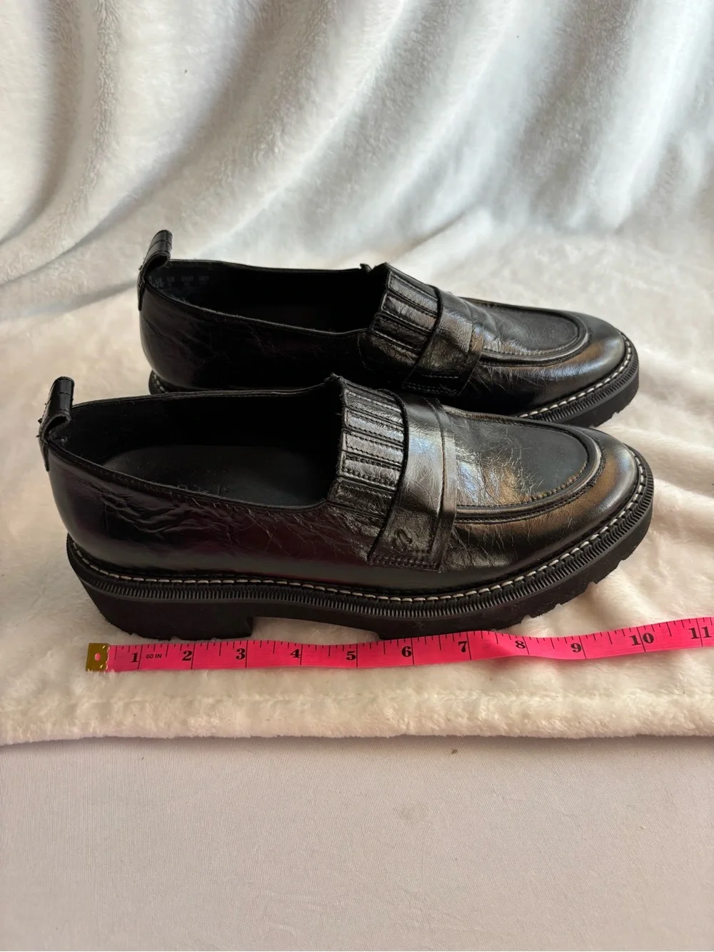Naturalizer Shawna Leather Penny Loafers Lug Sole Black Size 8.5M